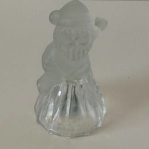 JSNY Lead Crystal Frosted Glass Santa Claus Christmas Bell 4.5" VINTAGE